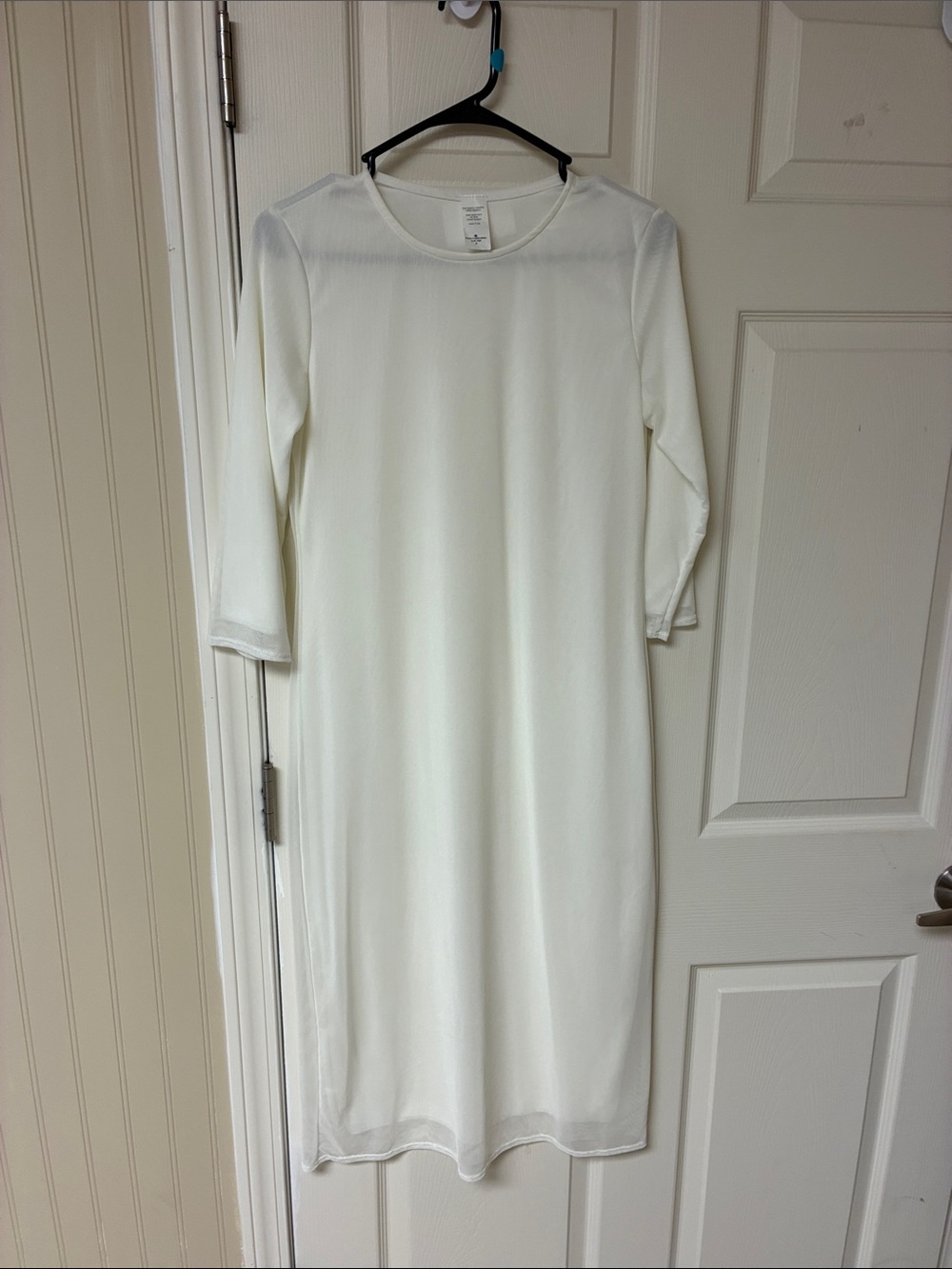 White Long Sleeve Midi Dress